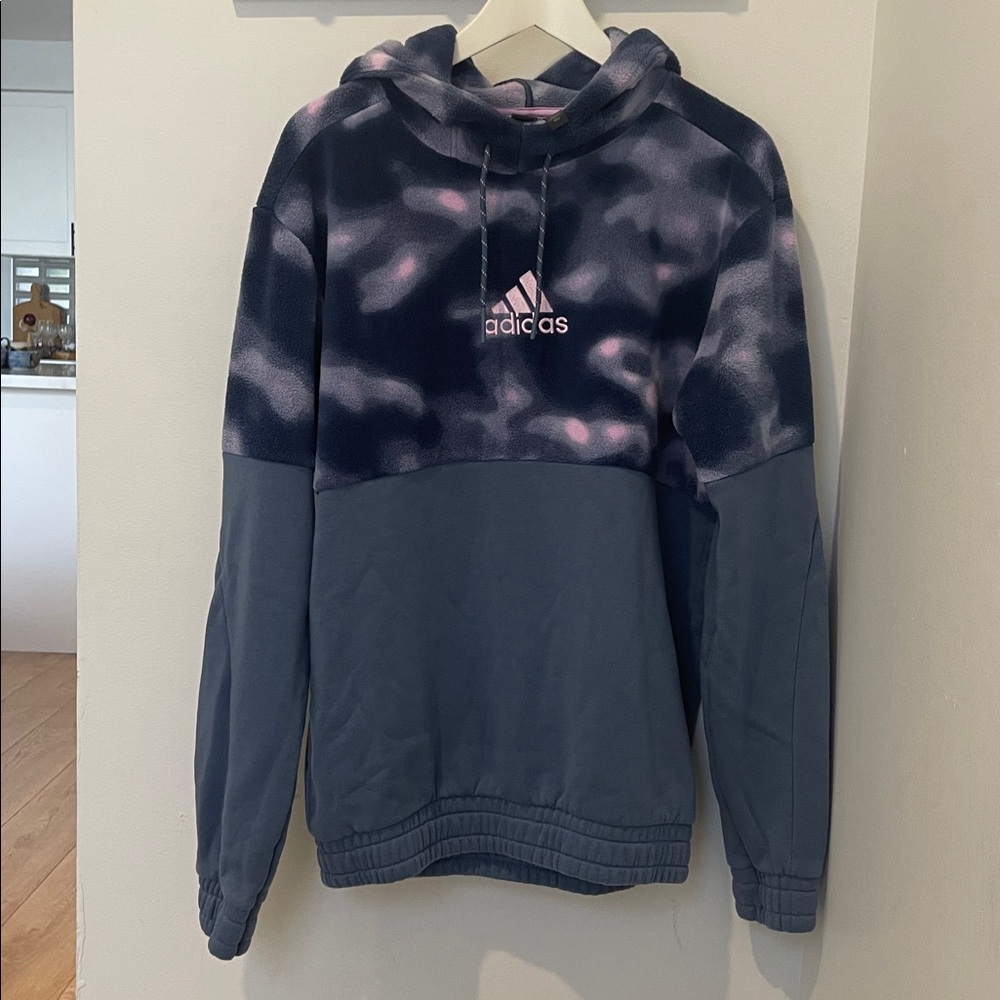 Adidas Blue and Pink Tie-Dye Hoodie